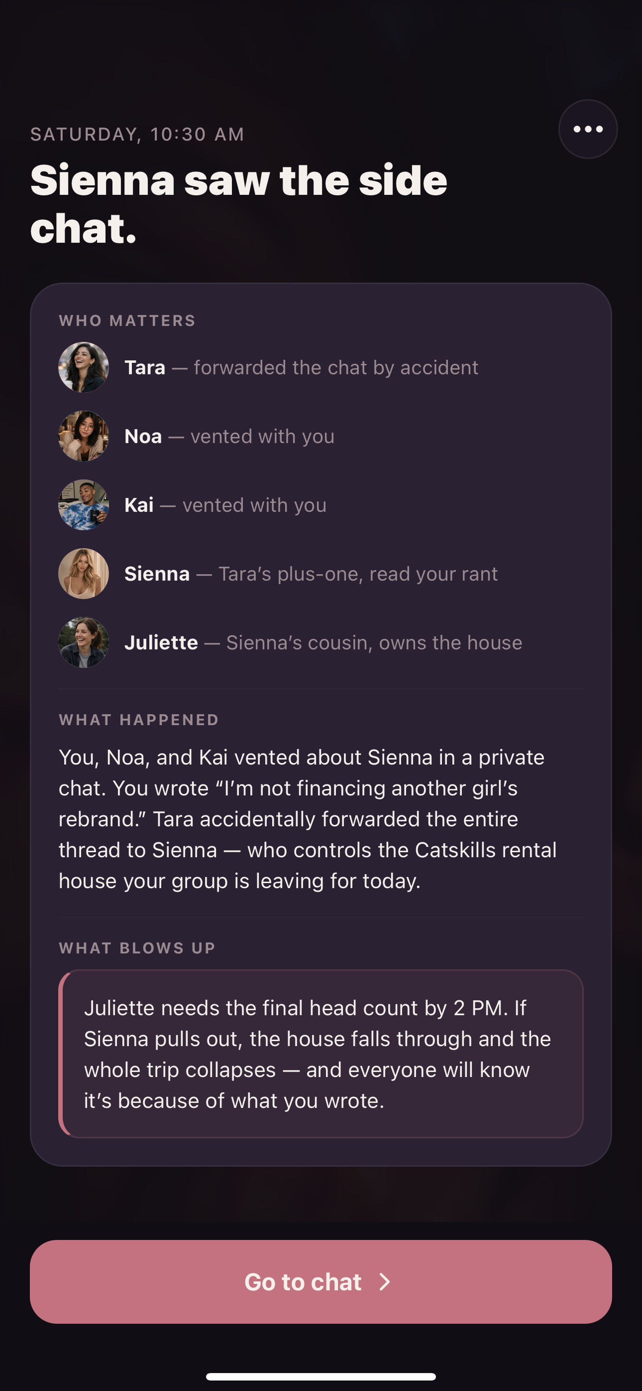 GOSSIP scenario setup screen